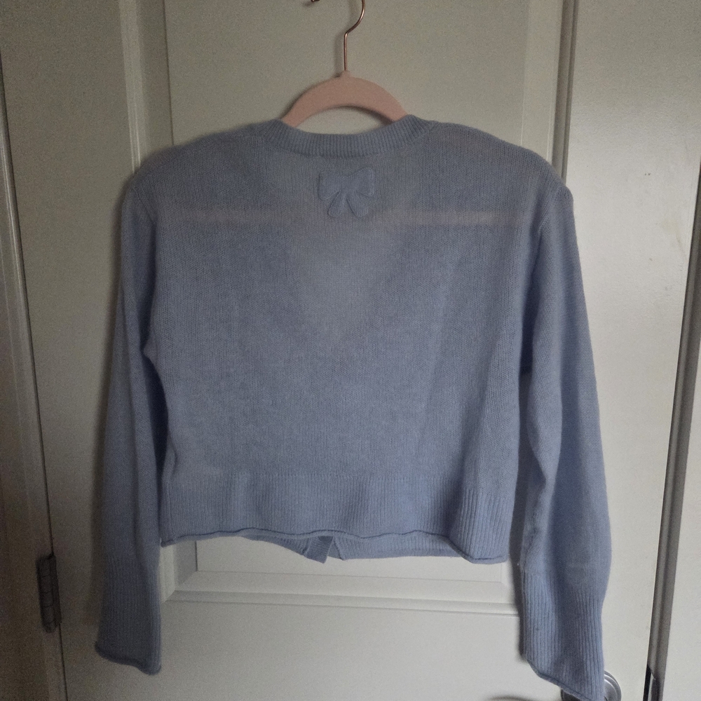 LoveShackFancy Blue Luisella Lightweight Cashmere Cardigan In XS. Has Tiny Hole. - Picture 3 of 5